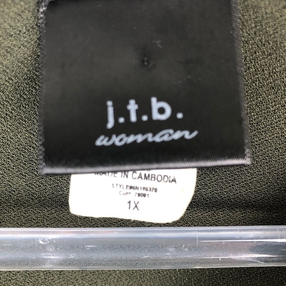 Olive Green Ruffle front blouse size: 1X - Picture 8 of 9